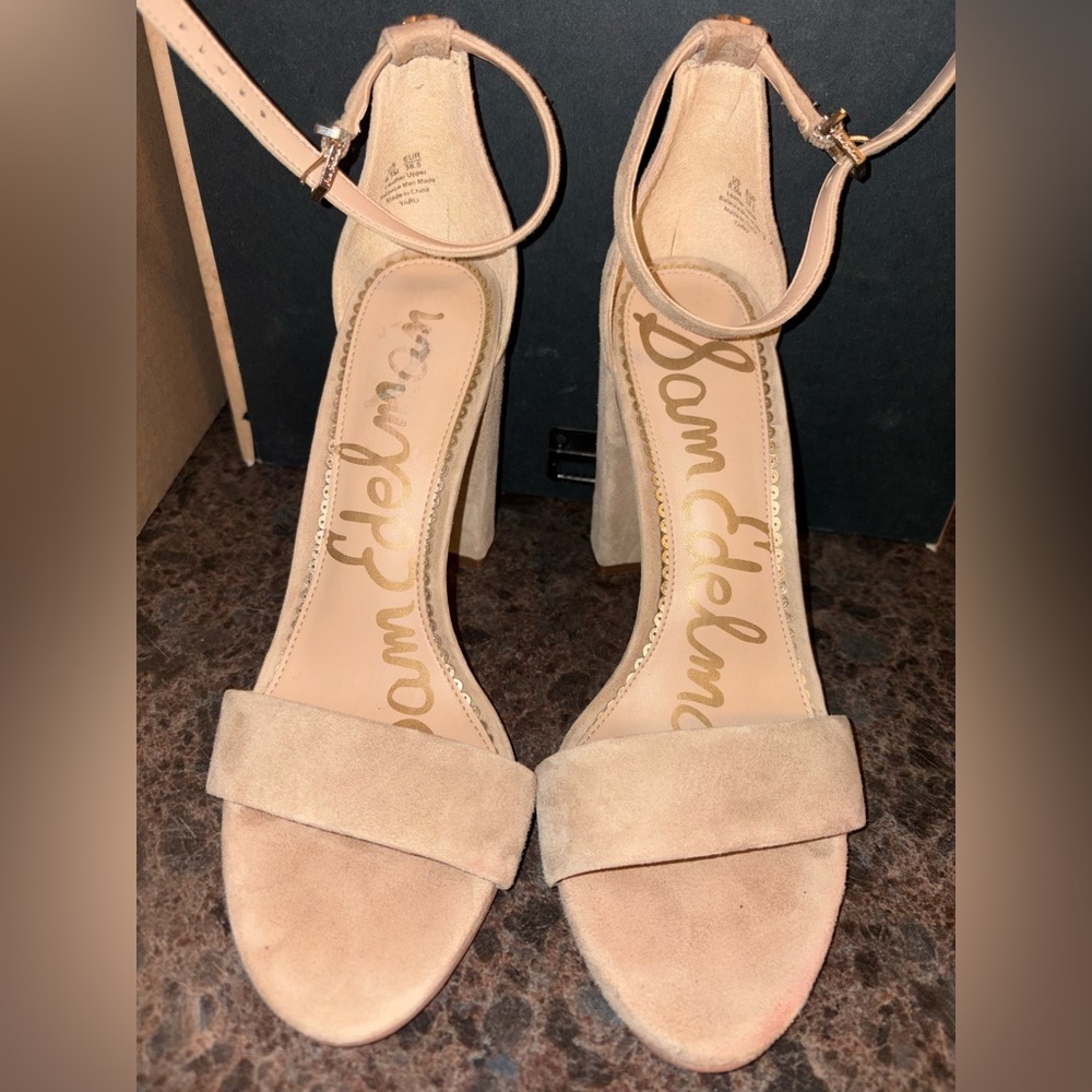 Sam Edelman Beige Suede Block Heels
